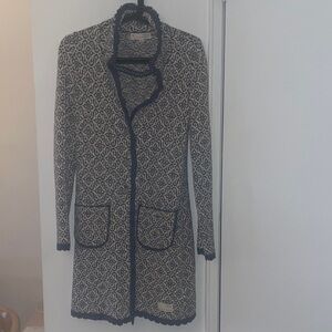 Odd Molly Blue and Cream Patterned Knit Cardigan